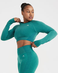 Classic Seamless 2.0 Long Sleeve Crop Top | Mineral Green Marl