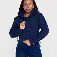 Classic Lounge Cropped Zip Through Hoodie | Midnight