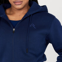 Classic Lounge Cropped Zip Through Hoodie | Midnight