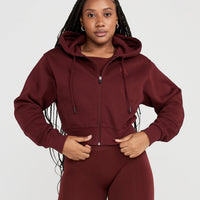 Classic Lounge Cropped Zip Through Hoodie | Rosewood
