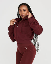 Classic Lounge Cropped Zip Through Hoodie | Rosewood