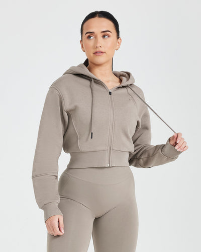 Classic Lounge Cropped Zip Through Hoodie | Minky