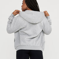 Classic Lounge Oversized Zip Through Hoodie | Silver Grey Marl