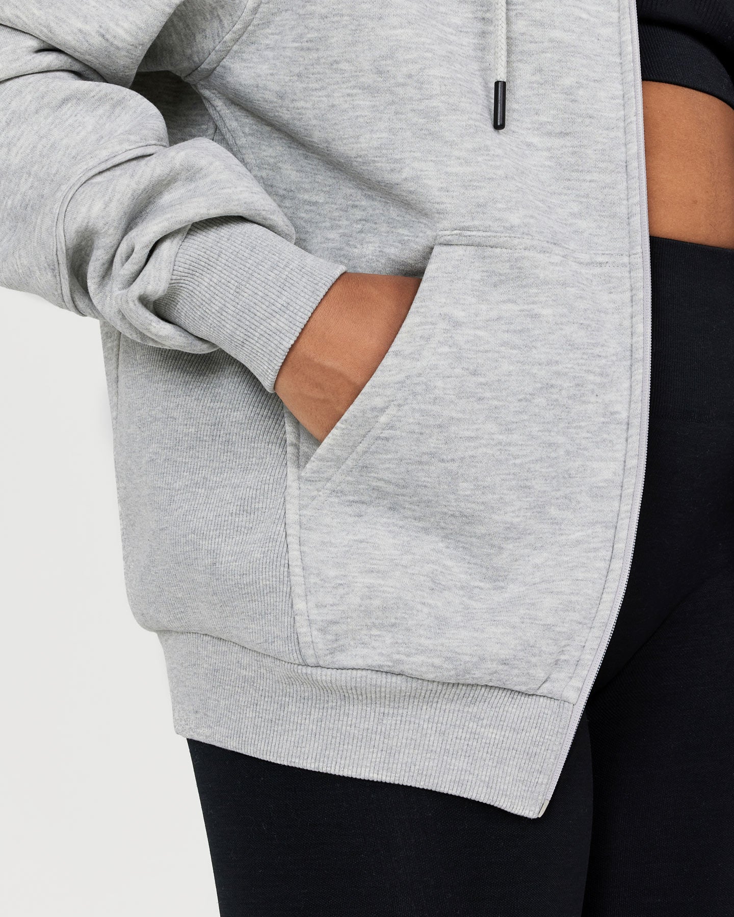 Classic Lounge Oversized Zip Through Hoodie | Silver Grey Marl
