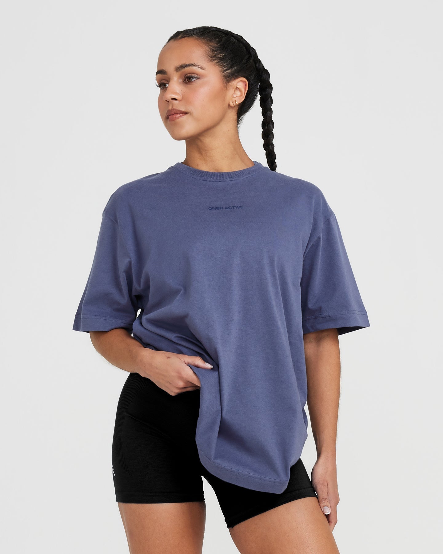 Classic Mirror Graphic Oversized T-Shirt Washed Slate Blue | Oner Active
