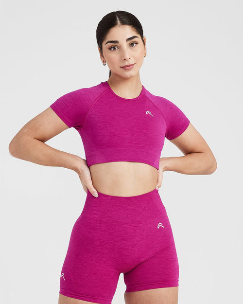Oner Modal Classic Seamless 2.0 Short Sleeve Crop Top | Fuchsia Marl