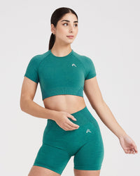 Classic Seamless 2.0 Short Sleeve Crop Top | Mineral Green Marl
