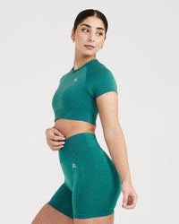 Classic Seamless 2.0 Short Sleeve Crop Top | Mineral Green Marl