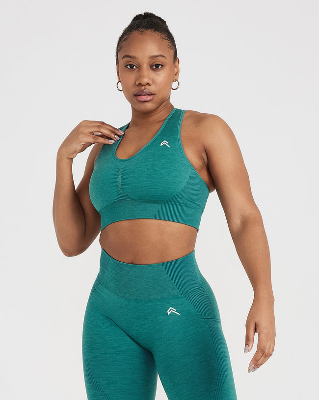 Classic Seamless 2.0 V Neck Bralette | Mineral Green Marl