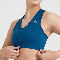 Classic Seamless 2.0 V-Neck Bralette | Petrol Blue Marl