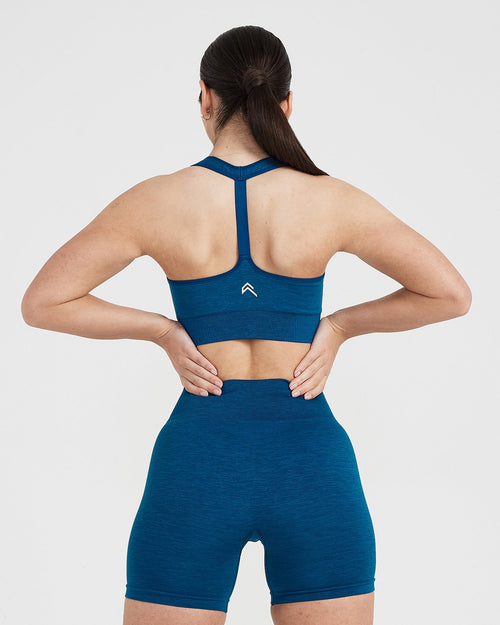 Oner Modal Classic Seamless 2.0 V-Neck Bralette | Petrol Blue Marl