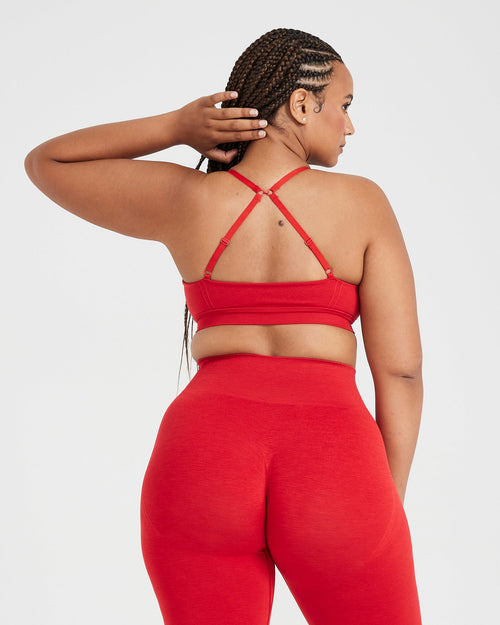 Effortless Micro Bralette with White Logo | Spicy Red
