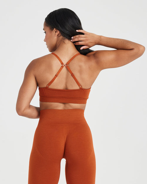 Effortless Micro Bralette with White Logo | Warm Copper