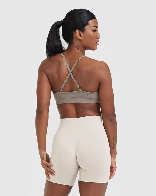 Effortless Strappy Bralette with White Logo | Minky