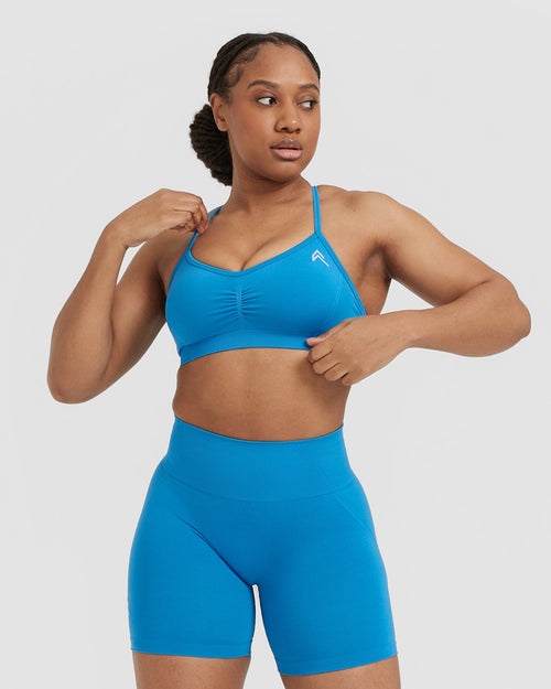 Oner Modal Effortless Strappy Bralette with White Logo | Tropical Blue