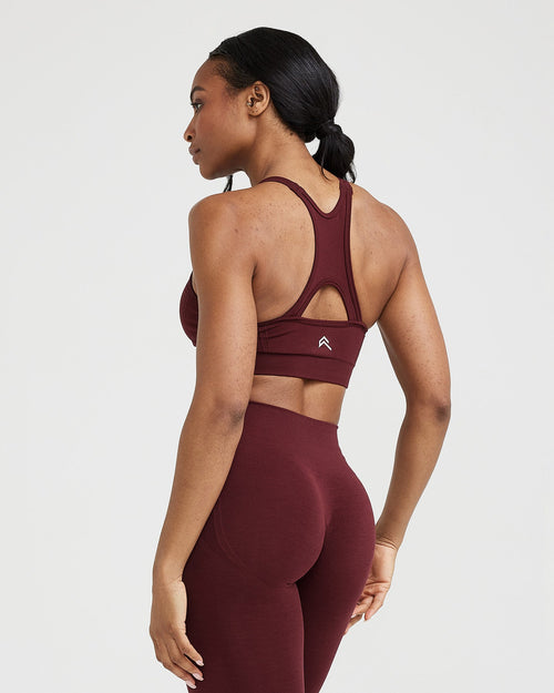 Effortless Seamless High Neck Bralette with White Logo | Rosewood