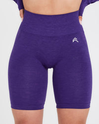 EffortlessLift™ Seamless Cycling Shorts with White Logo | Amethyst