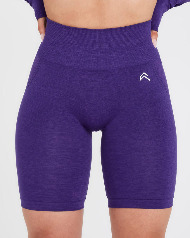 EffortlessLift™ Seamless Cycling Shorts with White Logo | Amethyst