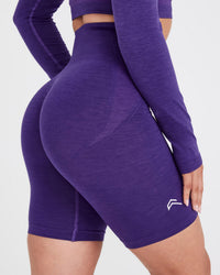 EffortlessLift™ Seamless Cycling Shorts with White Logo | Amethyst