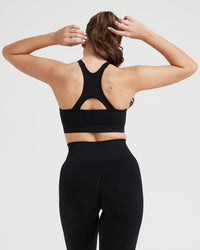 Effortless Seamless High Neck Bralette | Black