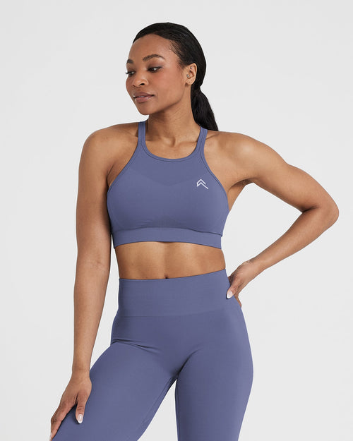 Oner Modal Effortless Seamless High Neck Bralette | Slate Blue