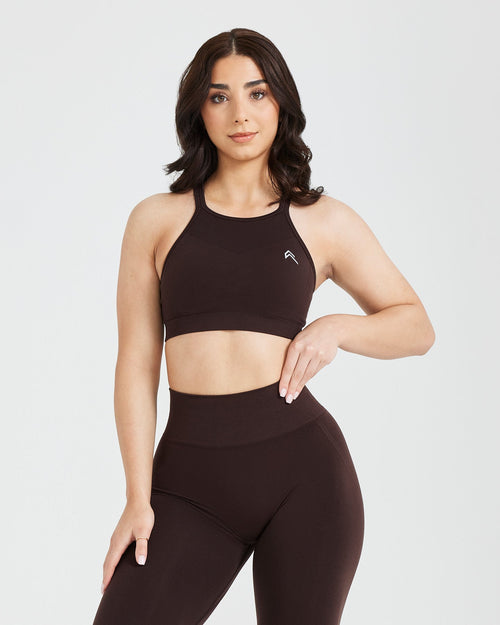 Oner Modal Effortless Seamless High Neck Bralette | 70% Cocoa