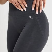 Effortless Seamless Leggings with White Logo | Coal