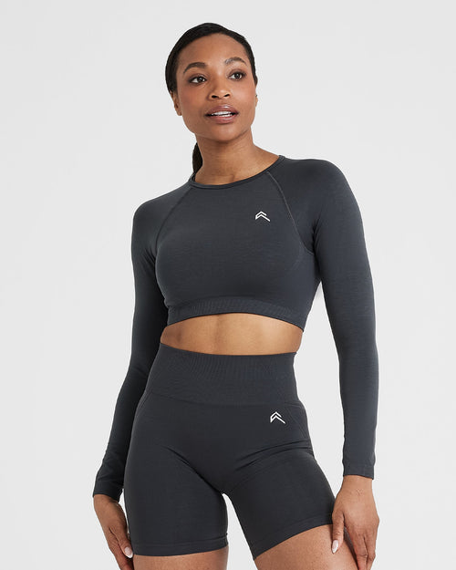 Oner Modal Effortless Seamless Long Sleeve Crop Top | Coal