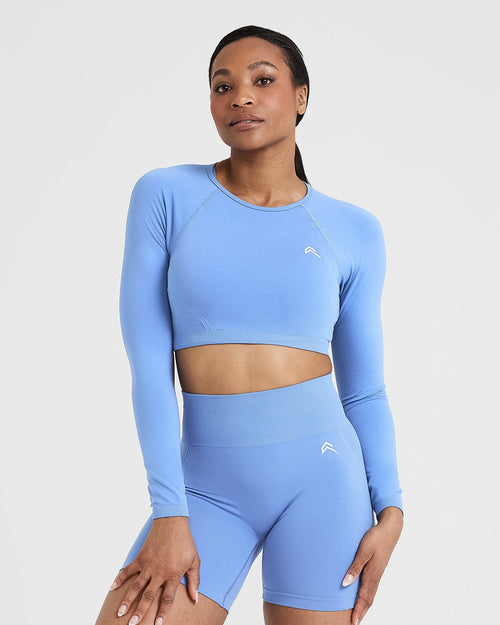 Oner Modal Effortless Seamless Long Sleeve Crop Top | Light Denim