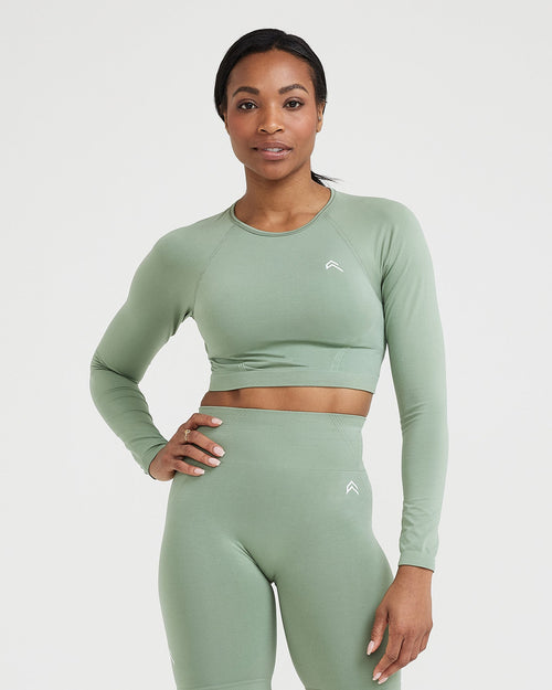 Oner Modal Effortless Seamless Long Sleeve Crop Top | Sage