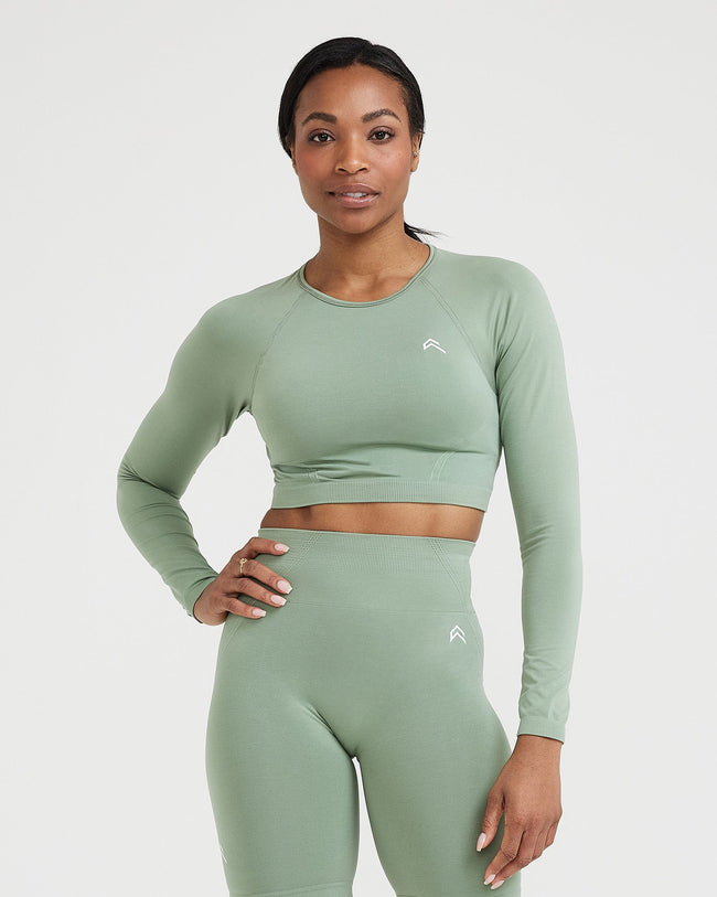 Vital long 2025 sleeve crop top