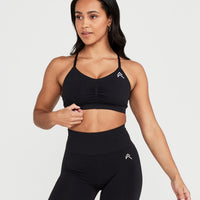EffortlessLift™ Micro Bralette with White Logo | Black