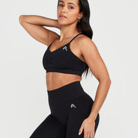 EffortlessLift™ Micro Bralette with White Logo | Black