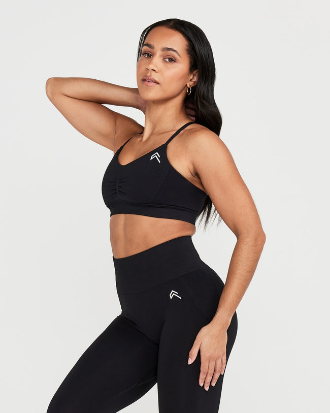 EffortlessLift™ Micro Bralette with White Logo | Black