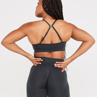 EffortlessLift™ Micro Bralette with White Logo | Coal