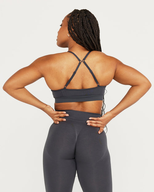 Effortless Micro Bralette with White Logo | Coal