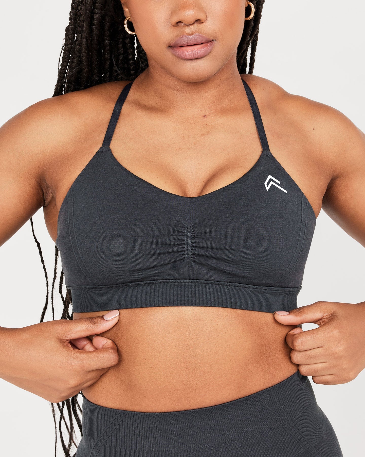 EffortlessLift™ Micro Bralette with White Logo | Coal