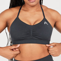 EffortlessLift™ Micro Bralette with White Logo | Coal