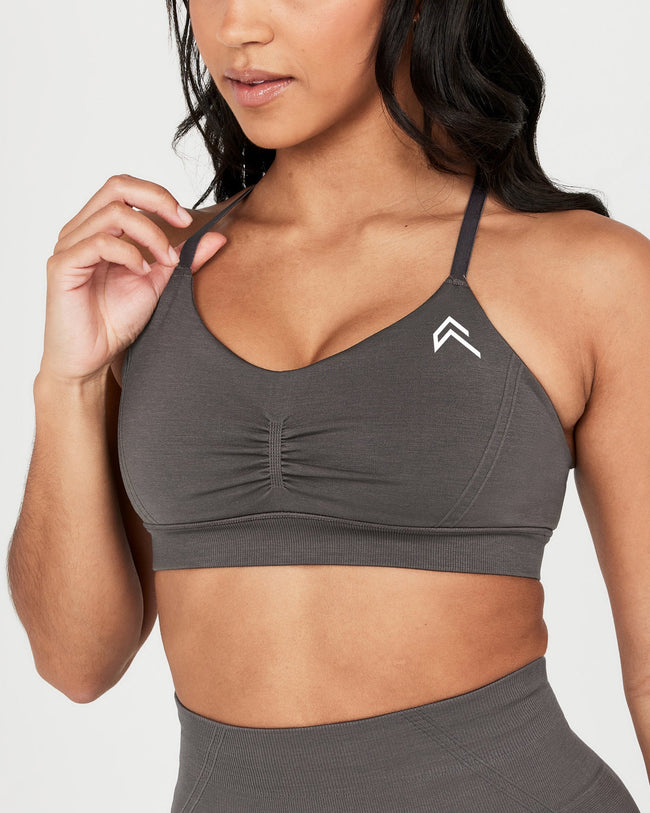 EffortlessLift™ Micro Bralette with White Logo | Deep Taupe