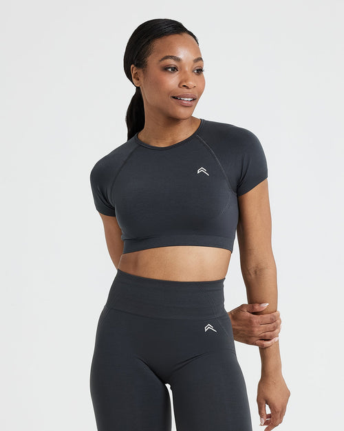 Oner Modal Effortless Seamless Short Sleeve Crop Top | Coal