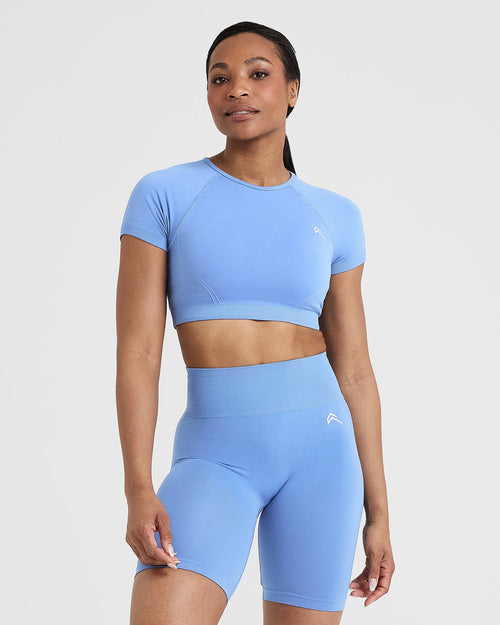 Oner Modal Effortless Seamless Short Sleeve Crop Top | Light Denim