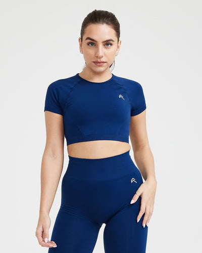 BLUE SHORT SLEEVE CROP TOP - WOMEN - Midnight | Oner Active