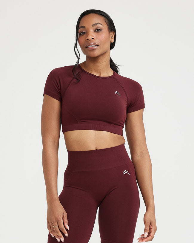 Burgundy nike shop crop top