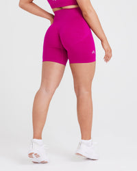EffortlessLift™ Seamless Shorts with White Logo | Fuchsia