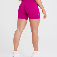 EffortlessLift™ Seamless Shorts with White Logo | Fuchsia