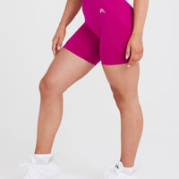 EffortlessLift™ Seamless Shorts with White Logo | Fuchsia