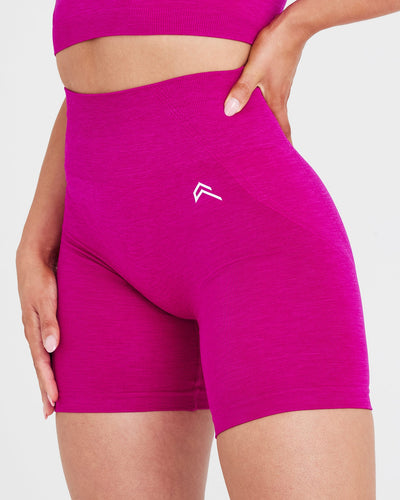 EffortlessLift™ Seamless Shorts with White Logo | Fuchsia