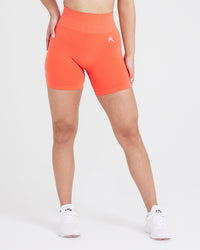EffortlessLift™ Seamless Shorts with White Logo | Peach Blossom