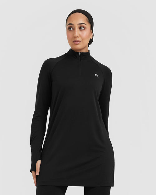 Oner Modal Go To Seamless Loose Long Sleeve Longline Top | Black