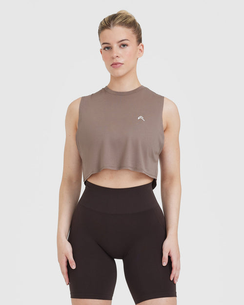 Oner Modal Go To Muscle Crop Vest | Cool Brown